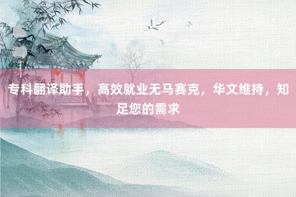 专科翻译助手，高效就业无马赛克，华文维持，知足您的需求